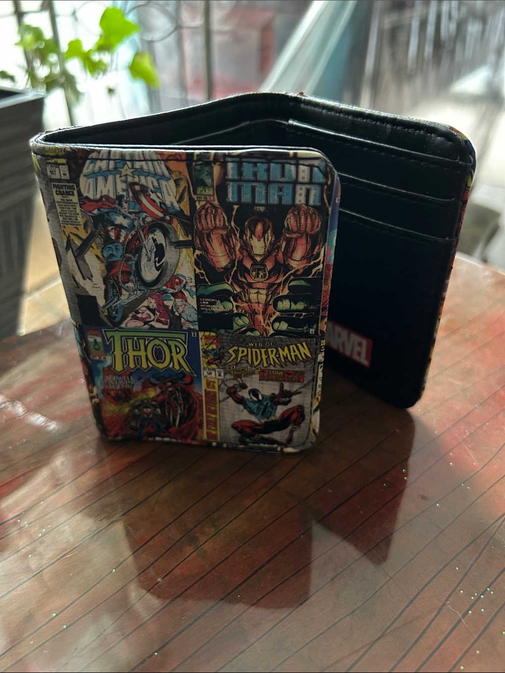 Marvel Multicolor Comic Collage Bifold Wallet with Black Interior